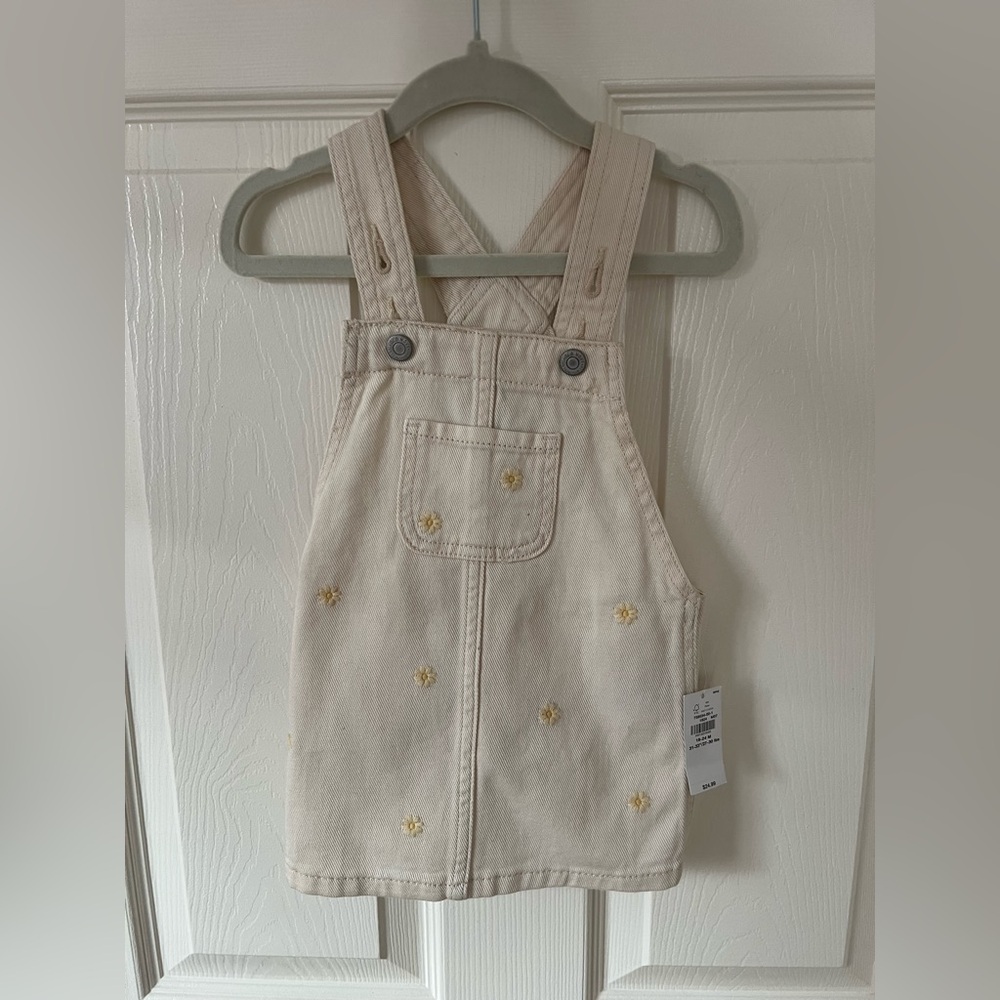 Kids Beige Overalls with Yellow flowers